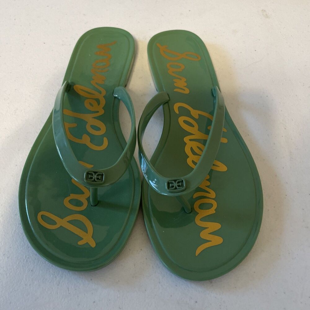 Sam Edelman Jelly Sandals Women’s Size 9 Green EUC Thongs Flip Flops